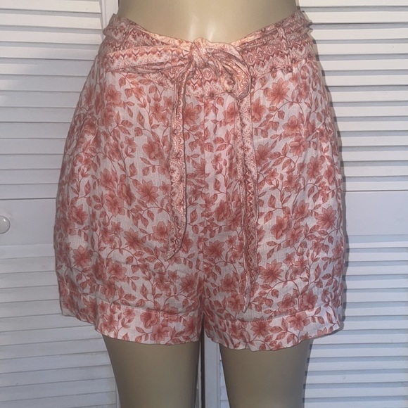 Intermix - Maya high waist coral linen shorts - Picture 4 of 8